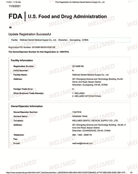 FDA registration confirmation letter